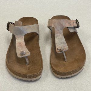 DownEast Leather Salt Flat Sandal Thong Style Slip On Women Size 10